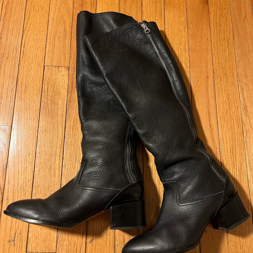 Sixtyseven Black Leather Heeled Boots
